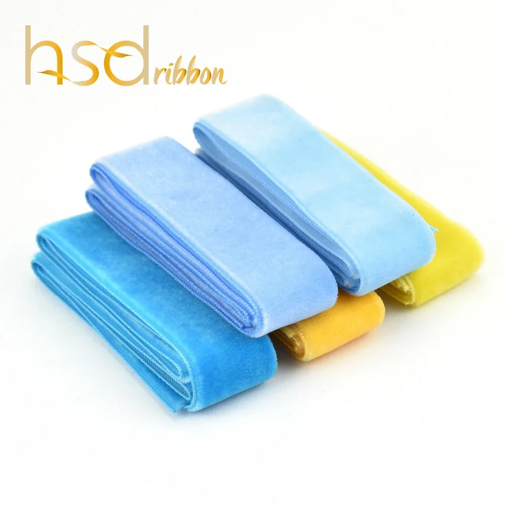 HSDribbon 9MM 16MM 22MM 38MM 50MM Blue and yellow series Solid color Velvet ribbon
HSDribbon 9MM 16MM 22MM 38MM 50MM Blue and yellow series Solid color Velvet ribbon