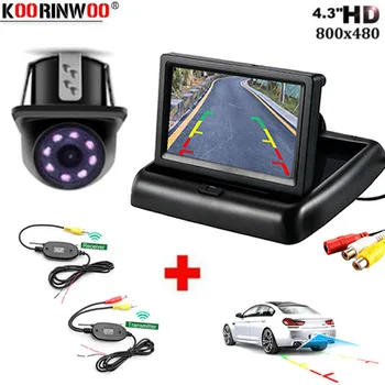 

Koorinwoo CCD Wireless Car Styling Foldable Monitor 4.3" TFT LCD Color Screen Rearview Reverse camera parking Backup assistance