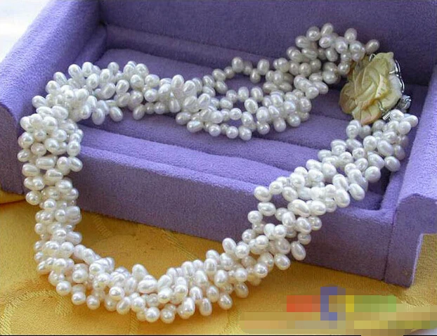 HOT## Wholesale FREE SHIPPING 4ROW 7MM white rice FRESHWATER CULTURED PEARL NECKLACE p1664
HOT## Wholesale FREE SHIPPING 4ROW 7MM white rice FRESHWATER CULTURED PEARL NECKLACE p1664