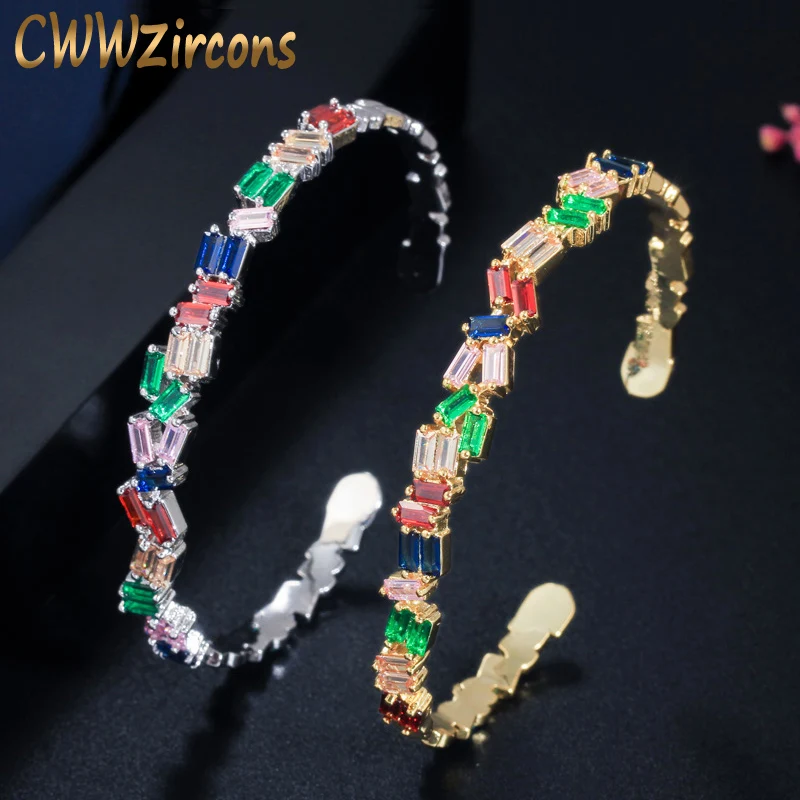 CWWZircons Baguette CZ Open Cuff Bangle for Women Engagement Mix Color Gorgeous Fashion Gold Color Rainbow Bar Jewelry BG034
CWWZircons Baguette CZ Open Cuff Bangle for Women Engagement Mix Color Gorgeous Fashion Gold Color Rainbow Bar Jewelry BG034