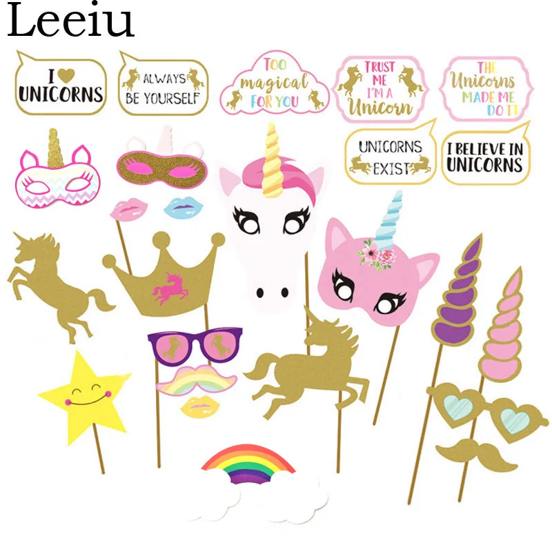 Leeiu 29 Pcs/Set Unicorn Party Photo Booth Props Rainbow Unicornio One 1st First Birthday Party Decoration Eenhoorn Party Favor
Leeiu 29 Pcs/Set Unicorn Party Photo Booth Props Rainbow Unicornio One 1st First Birthday Party Decoration Eenhoorn Party Favor