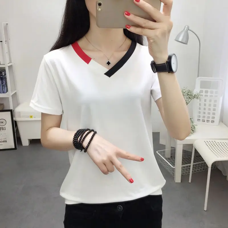 Women Summer Tops Tshirts 2019 New Fashion V-neck Pullover Short sleeve Tees Casual Slim Large size Female T-shirts NZYD71A
Women Summer Tops Tshirts 2019 New Fashion V-neck Pullover Short sleeve Tees Casual Slim Large size Female T-shirts NZYD71A