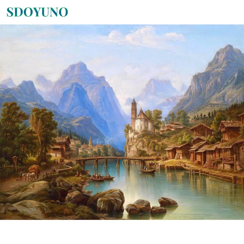 SDOYUNO Gmunden Township Frame Painting By Numbers DIY Wall Decor Canvas Painting Bedroom Decor Room Decoration For Unique Gift 
SDOYUNO Gmunden Township Frame Painting By Numbers DIY Wall Decor Canvas Painting Bedroom Decor Room Decoration For Unique Gift