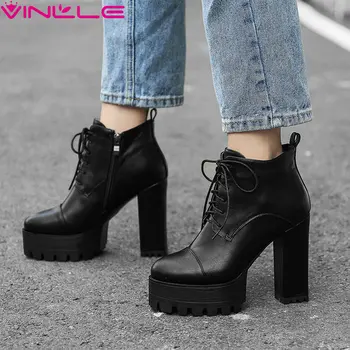 VINLLE 2020 Women Ankle Boots Zipper All Match Pu Leather Round Toe Square High Heel Women Shoes Winter Shoes Size 34-42
VINLLE 2020 Women Ankle Boots Zipper All Match Pu Leather Round Toe Square High Heel Women Shoes Winter Shoes Size 34-42