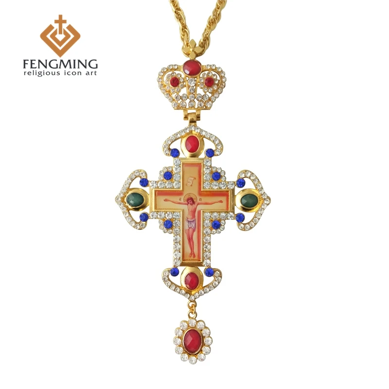 pectoral cross orthodox Jesus crucifix pendants plated gold rhinestones chain religious Jewelry pastor craft supplies
pectoral cross orthodox Jesus crucifix pendants plated gold rhinestones chain religious Jewelry pastor craft supplies