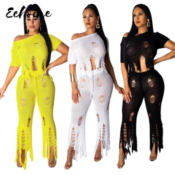Echoine Women Knitted Hole Sexy 2 Piece Set Women Cut Out Tassel Sweater Short Sleeve Crop Top Wide Leg Fashion Tracksuit Outfit
Echoine Women Knitted Hole Sexy 2 Piece Set Women Cut Out Tassel Sweater Short Sleeve Crop Top Wide Leg Fashion Tracksuit Outfit