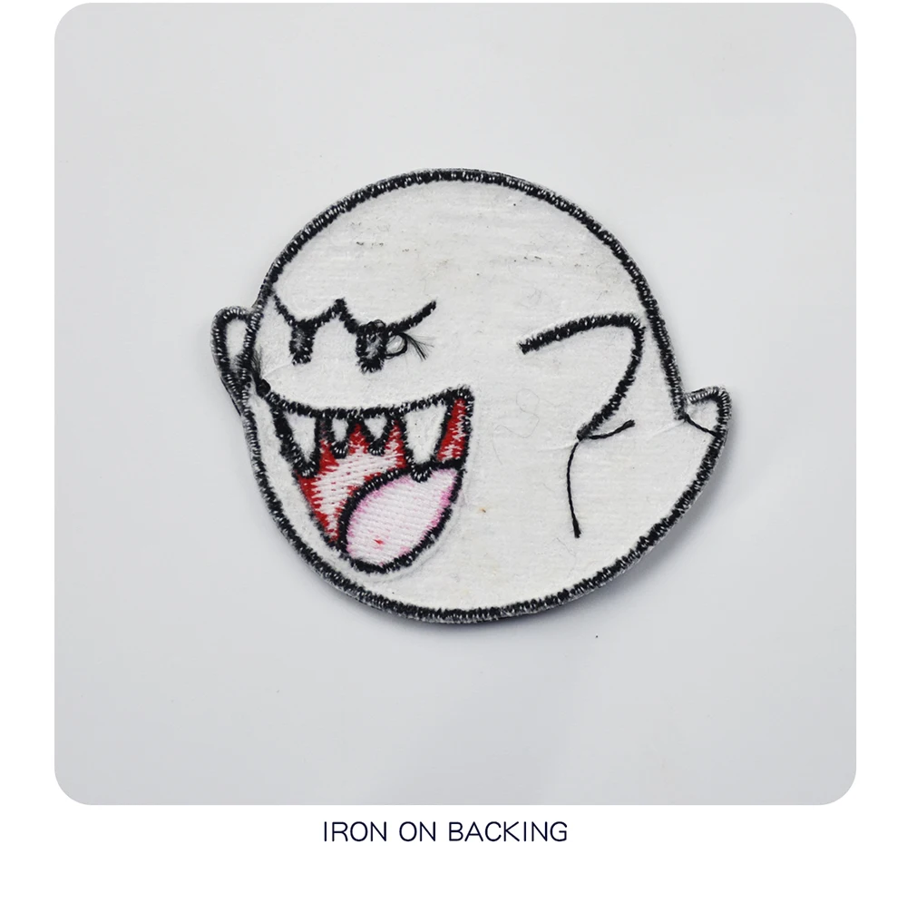 NEW ARRIVAL GHOST BOO SUPER MARIO GAME EMBROIDERED PATCH IRON ON SEW ON CLOTHING CARTOON EMBROIDERY PATCH BADGE FREE SHIPPING (5)
