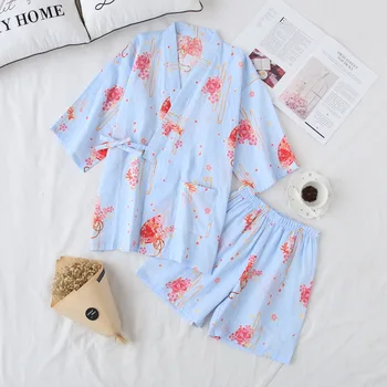Summer Girl's Kimono Robe Home Wear Cotton Short Pajamas Set Print Floral 2Pcs Sleepwear V-Neck Sweet Shirt&Shorts Suit Negligee
Summer Girl's Kimono Robe Home Wear Cotton Short Pajamas Set Print Floral 2Pcs Sleepwear V-Neck Sweet Shirt&Shorts Suit Negligee