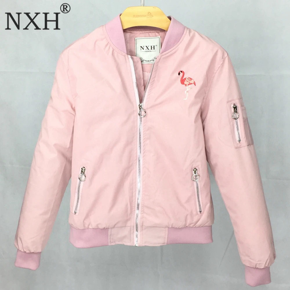 NXH 2018 New material Pink Autumn Fashion Pilot Bomber Jacket Women Long Sleeve Basic Coats Casual Warm Outerwear Good quality
NXH 2018 New material Pink Autumn Fashion Pilot Bomber Jacket Women Long Sleeve Basic Coats Casual Warm Outerwear Good quality