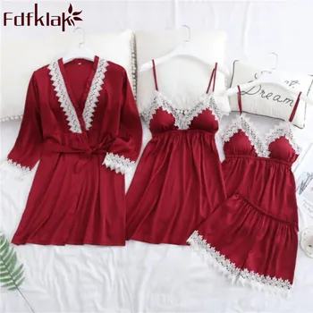 Pijama Sexy Pajamas For Women Sleeping Suit Pyjama Satin Set Female Spring 2019 New Home Clothes 4 Pieces Sleepwear Fdfklak
Pijama Sexy Pajamas For Women Sleeping Suit Pyjama Satin Set Female Spring 2019 New Home Clothes 4 Pieces Sleepwear Fdfklak
