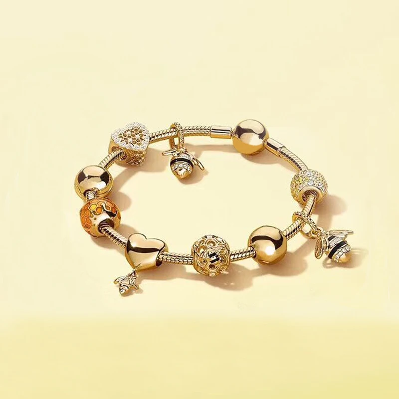 Authentic 925 Sterling Silver Original Shine Honey Bee Pandora Bracelet Set Clear CZ Fit Women Bangle Bead Charm DIY Jewelry
Authentic 925 Sterling Silver Original Shine Honey Bee Pandora Bracelet Set Clear CZ Fit Women Bangle Bead Charm DIY Jewelry