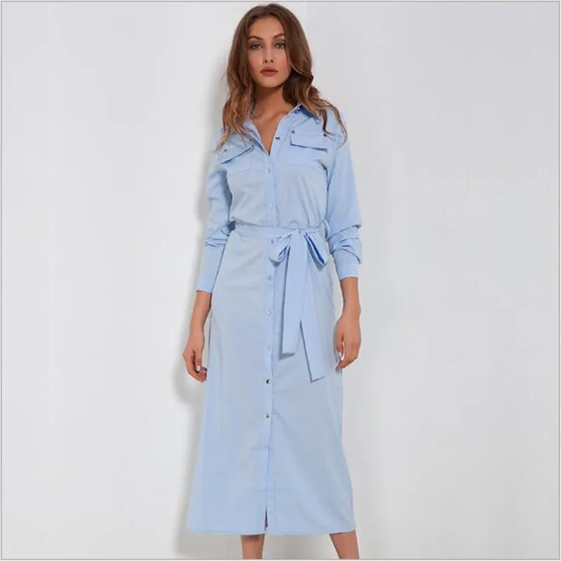 2019 Long Dress Shirt Women Bandage Tunic Work Dress Office Lady Long Sleeve Women Clothes Summer Fashion Blue Green QC428
2019 Long Dress Shirt Women Bandage Tunic Work Dress Office Lady Long Sleeve Women Clothes Summer Fashion Blue Green QC428
