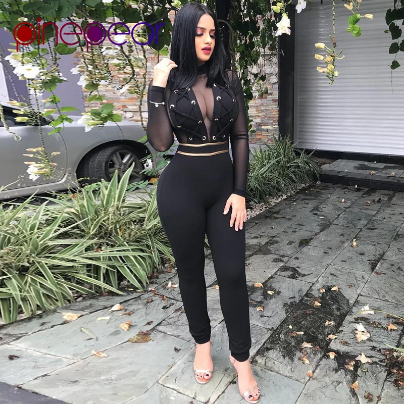 PinePear Sexy Mesh Jumpsuit Women 2019 Winter Long Sleeve Lace Up See Through Nightclub Bandage Bodycon Romper Drop Shipping
PinePear Sexy Mesh Jumpsuit Women 2019 Winter Long Sleeve Lace Up See Through Nightclub Bandage Bodycon Romper Drop Shipping