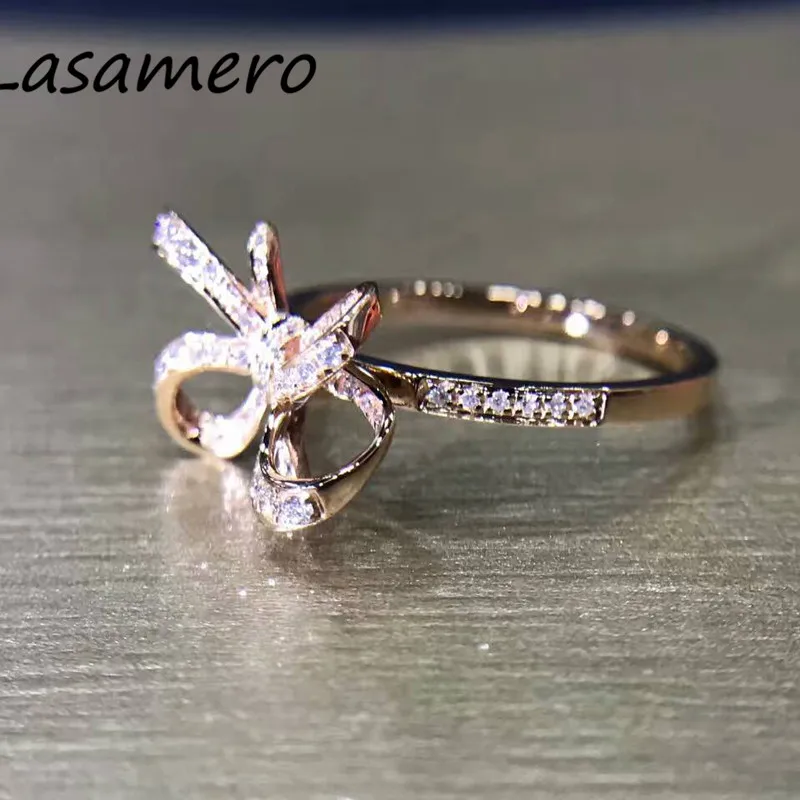 LASAMERO Ring For Women 0.18ct Round Cut 18k Rose Gold Bow Tie Shape Design Natural Diamond Ring Engagement Wedding Ring
LASAMERO Ring For Women 0.18ct Round Cut 18k Rose Gold Bow Tie Shape Design Natural Diamond Ring Engagement Wedding Ring