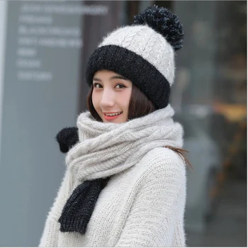 2018 Winter Female Winter Wool Knit Warm Hat +Scarf Sets Plus Velvet Padded Beanies Scarf Suits Girls Cap Christmas Gift
2018 Winter Female Winter Wool Knit Warm Hat +Scarf Sets Plus Velvet Padded Beanies Scarf Suits Girls Cap Christmas Gift