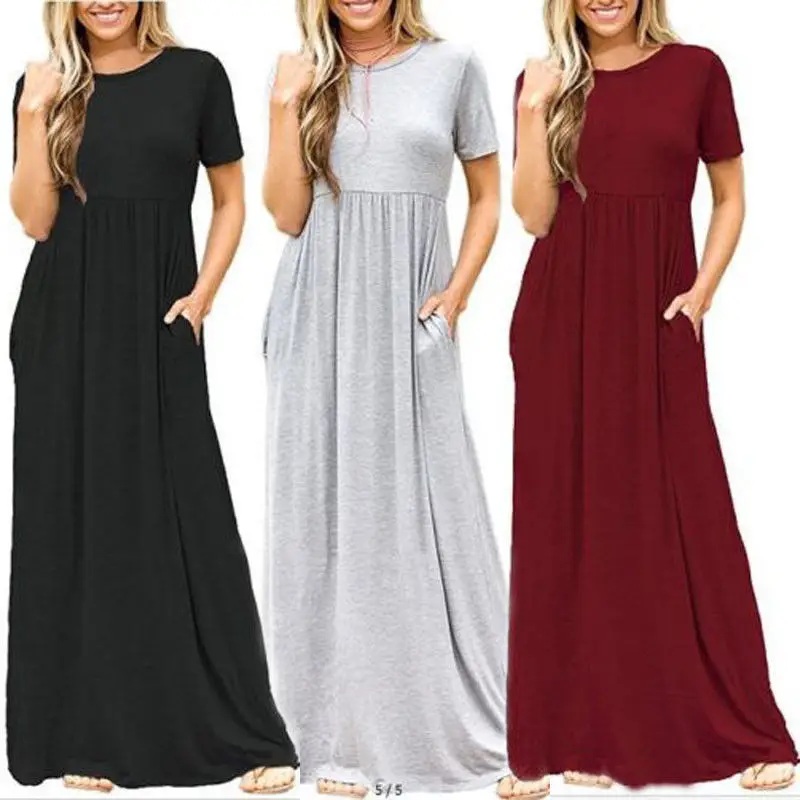 2019 Women Long Blousing Solid Dress Short Sleeve Evening Party Summer Beach Sundress
2019 Women Long Blousing Solid Dress Short Sleeve Evening Party Summer Beach Sundress