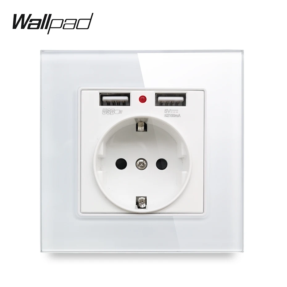 EU Wall Socket with 2.1A 2 x USB Charging Ports Wallpad Glass Single Power Outlet Plate EU Standard Socket with Two USB Ports
EU Wall Socket with 2.1A 2 x USB Charging Ports Wallpad Glass Single Power Outlet Plate EU Standard Socket with Two USB Ports