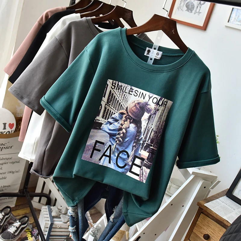 2019 Fashion Funny Women Cotton Tees Tops Short Sleeve O Neck Loose Casual T Shirts Femme Thick Print Tee Shirts
2019 Fashion Funny Women Cotton Tees Tops Short Sleeve O Neck Loose Casual T Shirts Femme Thick Print Tee Shirts