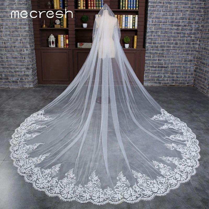 Mecresh White Ivory Bridal Chapel Veils for Women Flower Appliqued One Layer Tulle Mariage Lace Wedding Veil Floor length VTS008
Mecresh White Ivory Bridal Chapel Veils for Women Flower Appliqued One Layer Tulle Mariage Lace Wedding Veil Floor length VTS008