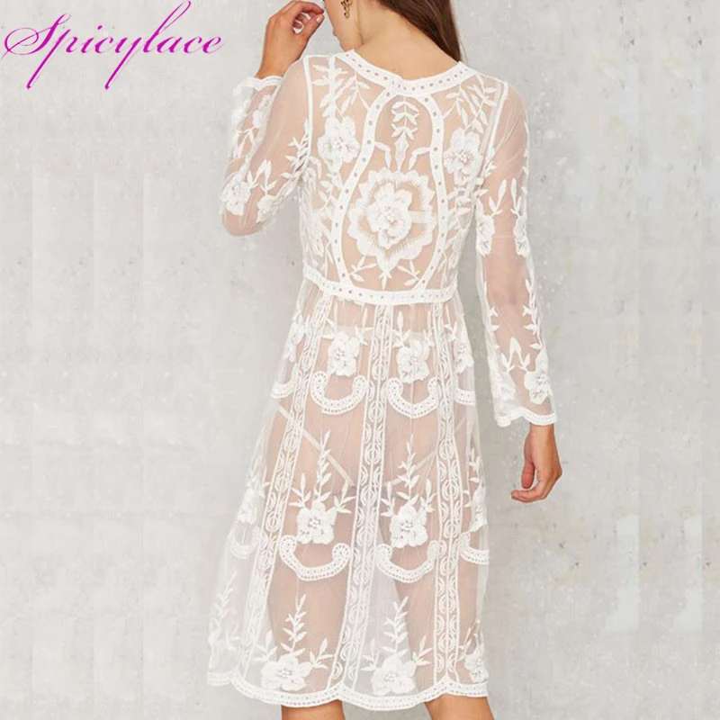 Semi Sheer Women White Lace Dress Blouses 2018 Spring Summer Embroidery Floral Lace Crochet Hollow out Lace Blusas Dress
Semi Sheer Women White Lace Dress Blouses 2018 Spring Summer Embroidery Floral Lace Crochet Hollow out Lace Blusas Dress