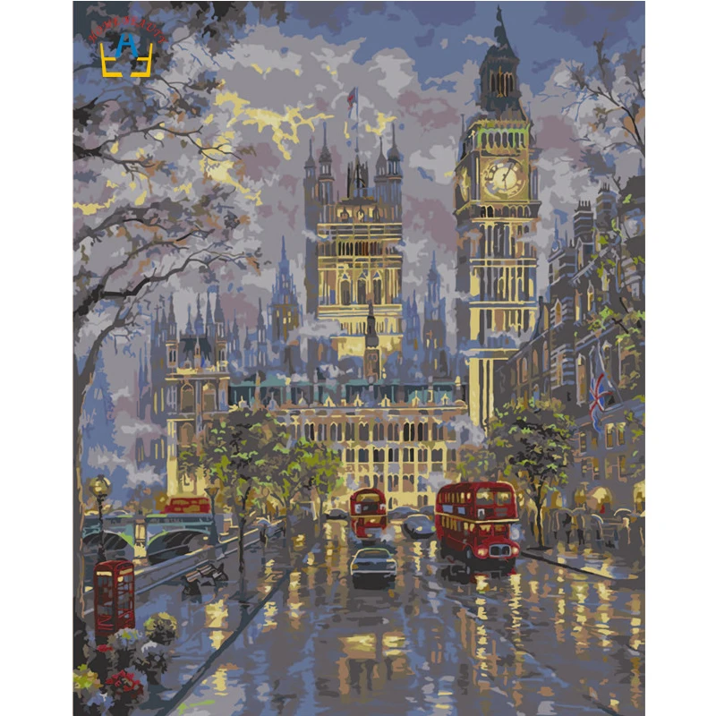 Image Diy Digital Painting Picture Of London Night Wall Art Canvas Framed Painting Decorative On The Wall Oil Painting By Numbers