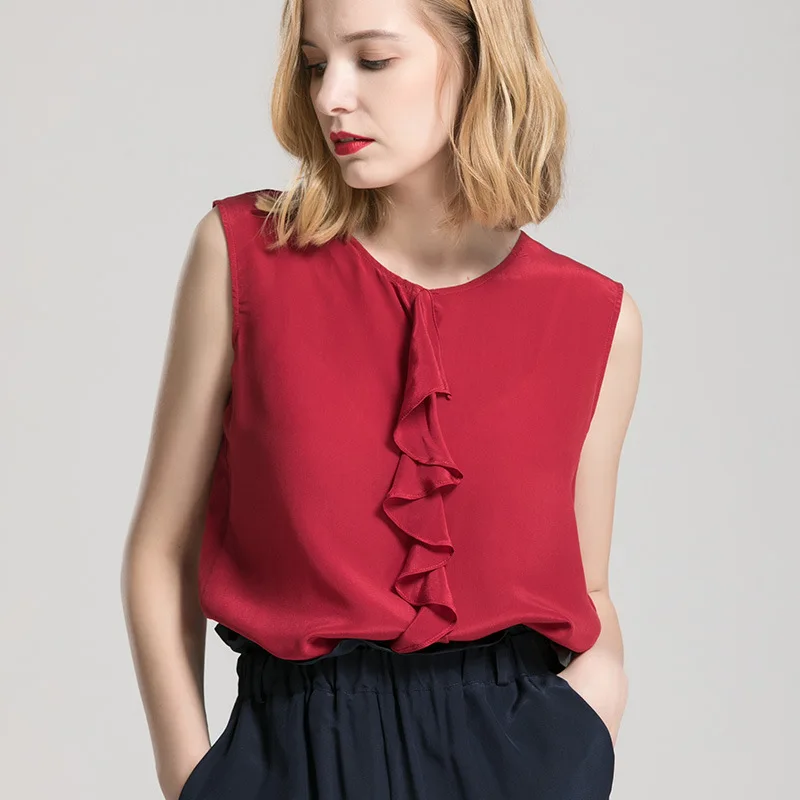 Women Pure Silk Blouse Shirts 100% Real Silk Blouses Casual Sleeveless Blouse Lady Shirt 2019 Summer Women Blusas femininas
Women Pure Silk Blouse Shirts 100% Real Silk Blouses Casual Sleeveless Blouse Lady Shirt 2019 Summer Women Blusas femininas