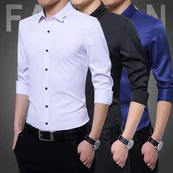 2019 Long Sleeve Shirt Men Autumn New Fashion Designer High Quality Solid Shirt Non Iron Slim Fit Business Shirts Formal Solid 
2019 Long Sleeve Shirt Men Autumn New Fashion Designer High Quality Solid Shirt Non Iron Slim Fit Business Shirts Formal Solid