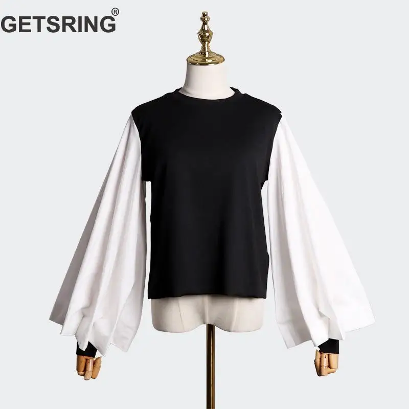 GETSRING Women T Shirt Black White Patchwork T Shirt Long Sleeved Loose Thin T-shirts All Match Women Tops Cotton Tee Tops 2018
GETSRING Women T Shirt Black White Patchwork T Shirt Long Sleeved Loose Thin T-shirts All Match Women Tops Cotton Tee Tops 2018
