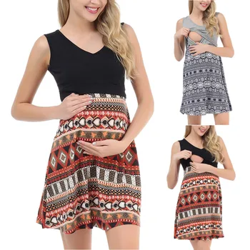 Maternity Cotton Dresses Women's Nursing V-Neck Sleeveless Splicing Print Dress Robe Grossesse 2019 Summer Plus Size Dress S-2XL
Maternity Cotton Dresses Women's Nursing V-Neck Sleeveless Splicing Print Dress Robe Grossesse 2019 Summer Plus Size Dress S-2XL