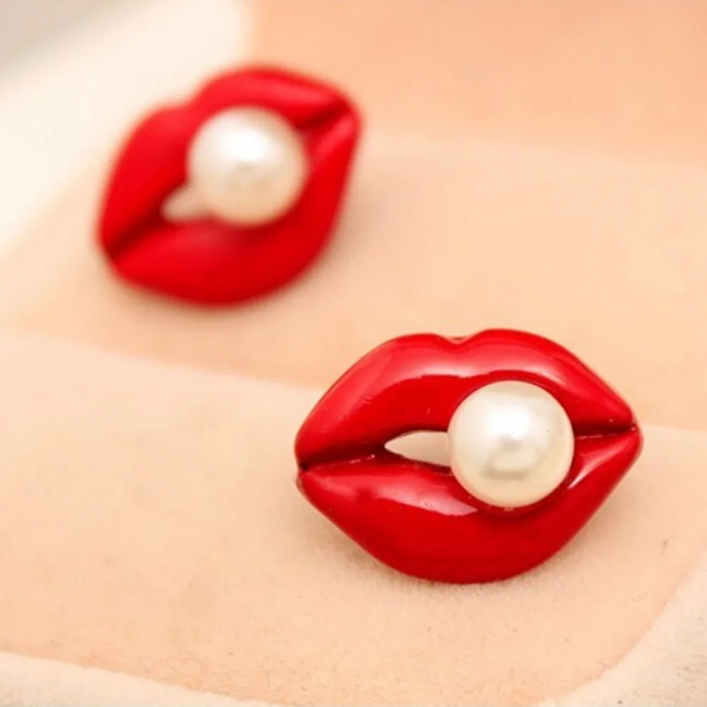 Fashion 1Pair Creative Red Lips Pearl Earings Eye Enamel After Hanging Women Girl Jewelry Accessory Gift New
Fashion 1Pair Creative Red Lips Pearl Earings Eye Enamel After Hanging Women Girl Jewelry Accessory Gift New