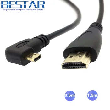 

Left Angled 90d 90 Degree Micro HDMI to HDMI Male HDTV Cable 50cm 150cm 0.5m 1.5m 5ft XOOM for Tablet