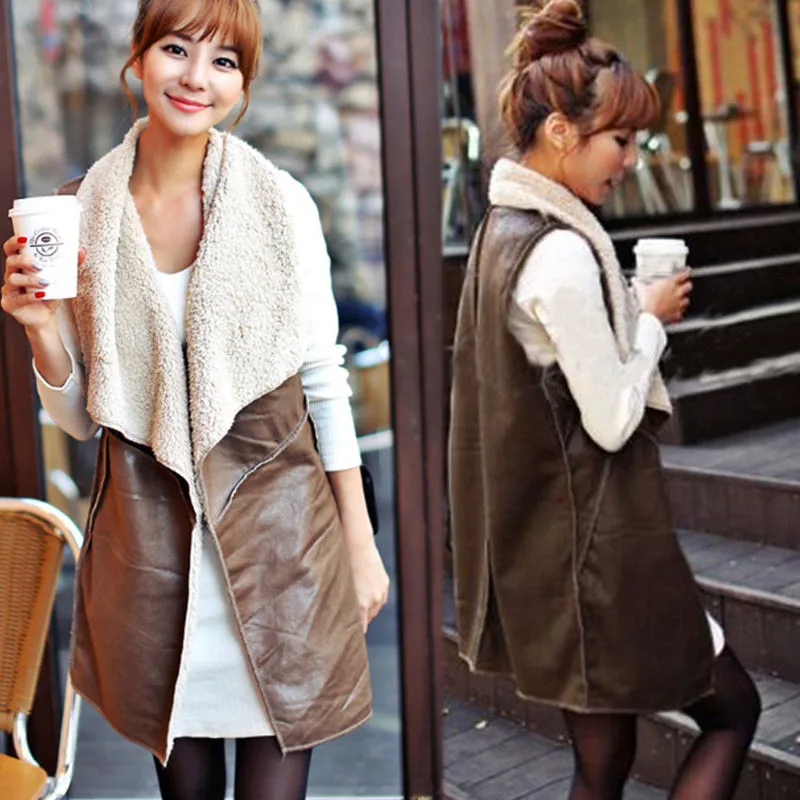 Women Casual Fur collar Warm Leather Vest 2017 New Lady Autumn Winter Out Wear Cardigan Top Coat
Women Casual Fur collar Warm Leather Vest 2017 New Lady Autumn Winter Out Wear Cardigan Top Coat