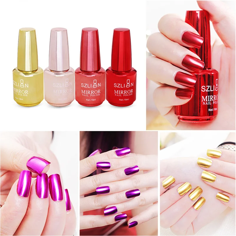 

12 Colors 18ml Nail Polish Mirror Surface Metal Bright for Nail Art Stainless Steel Color Nail Polish Manicure Lacquer TSLM1