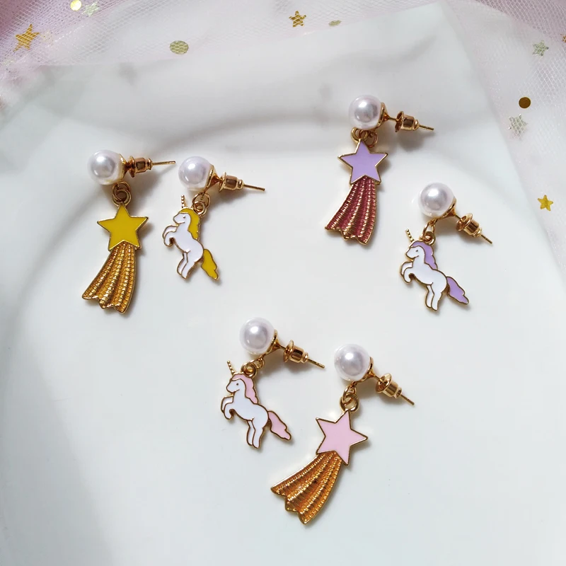 Korea Creative Cute Dreamy Unicorn Asymmetric Clip Earrings Women Girl Fashion Temperament Imitation Pearl Star Jewelry Earring
Korea Creative Cute Dreamy Unicorn Asymmetric Clip Earrings Women Girl Fashion Temperament Imitation Pearl Star Jewelry Earring