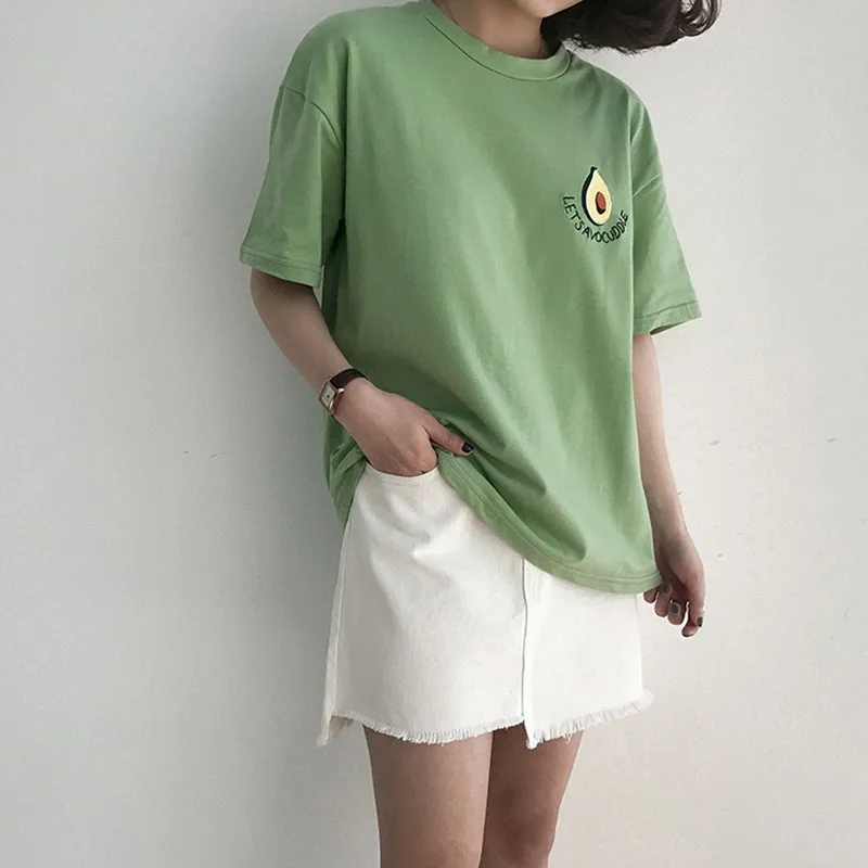 Summer Ladies Avocado Print Simple Embroidered O-Neck Short Sleeve T-Shirt Girls Cute Fashion Design Tops
Summer Ladies Avocado Print Simple Embroidered O-Neck Short Sleeve T-Shirt Girls Cute Fashion Design Tops