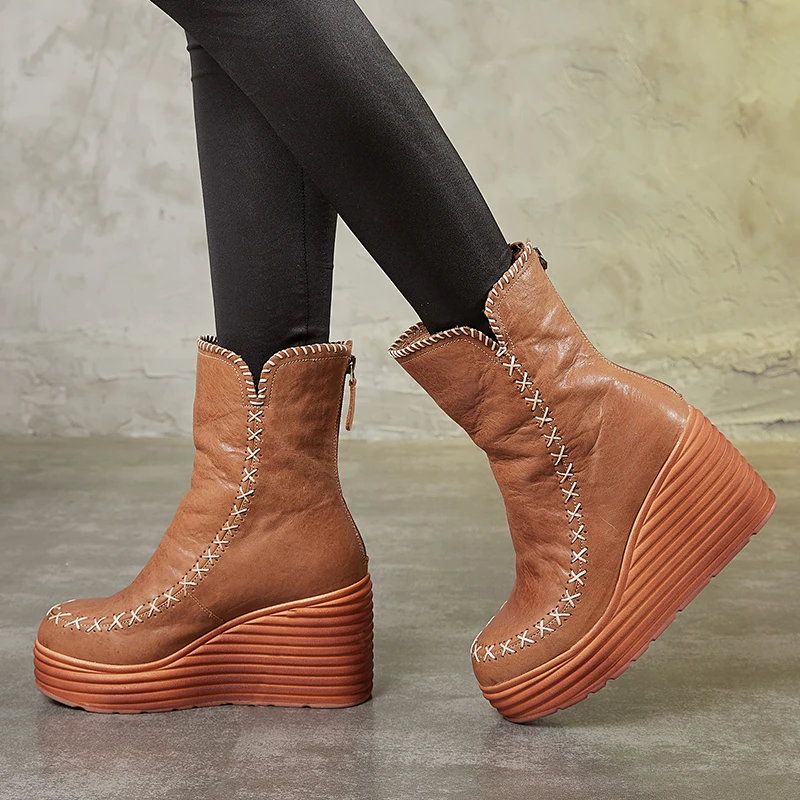 Mid-Calf Wedge Boots Shoes Woman New Arrival Handmade Stitch Lady Shoes High Platform Soft Real Leather Female Boots Footwear
Mid-Calf Wedge Boots Shoes Woman New Arrival Handmade Stitch Lady Shoes High Platform Soft Real Leather Female Boots Footwear