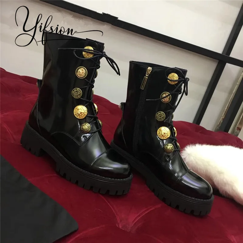 OLOME Black Genuine Leather Metal Decoration Women Motorcycle Boots Round Toe Side Zip Women Autumn Winter Boots Shoes Woman
OLOME Black Genuine Leather Metal Decoration Women Motorcycle Boots Round Toe Side Zip Women Autumn Winter Boots Shoes Woman