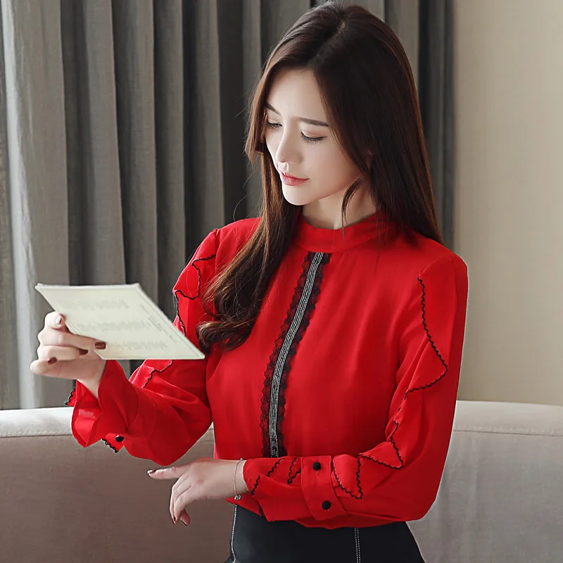 Half turtle neck Lace Blouse ruffle Women's Blouses Shirt 2019 fashion spring floral Chiffon Long Sleeve Shirts Ladies 852E
Half turtle neck Lace Blouse ruffle Women's Blouses Shirt 2019 fashion spring floral Chiffon Long Sleeve Shirts Ladies 852E