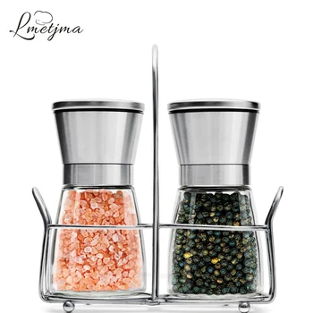 LMETJMA Premium Pepper Mill Set Stainless Steel Pepper Grinder With Stand Salt Pepper Shakers with Adjustable Coarseness LK0004 
LMETJMA Premium Pepper Mill Set Stainless Steel Pepper Grinder With Stand Salt Pepper Shakers with Adjustable Coarseness LK0004
