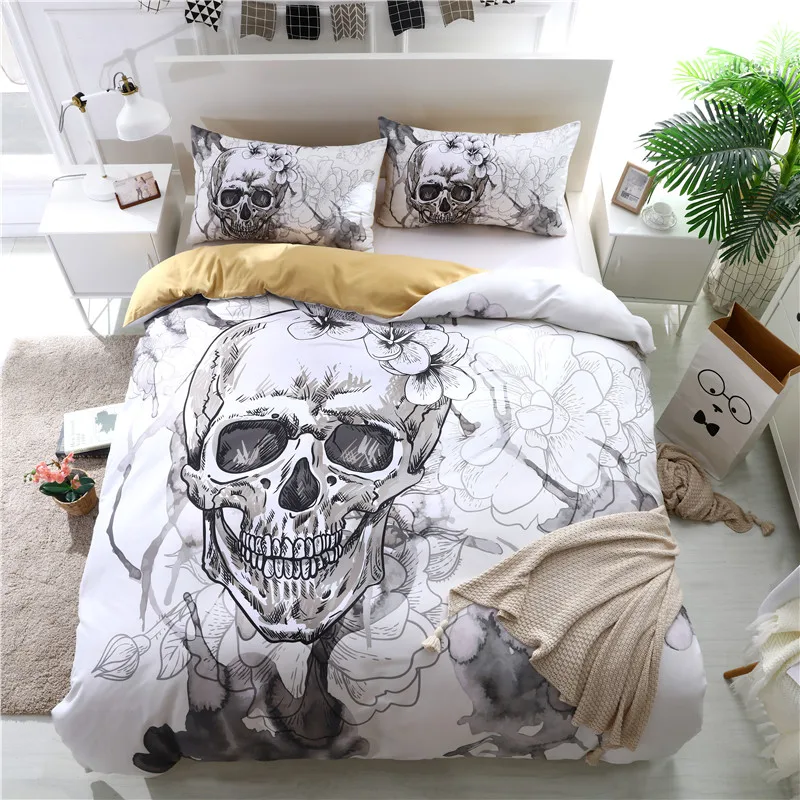 3D Skull Bedding sets White Color Duvet Covers for King Size Bed Europe Style Sugar Skull Bedding Duvet Cover with Pillowcase
3D Skull Bedding sets White Color Duvet Covers for King Size Bed Europe Style Sugar Skull Bedding Duvet Cover with Pillowcase