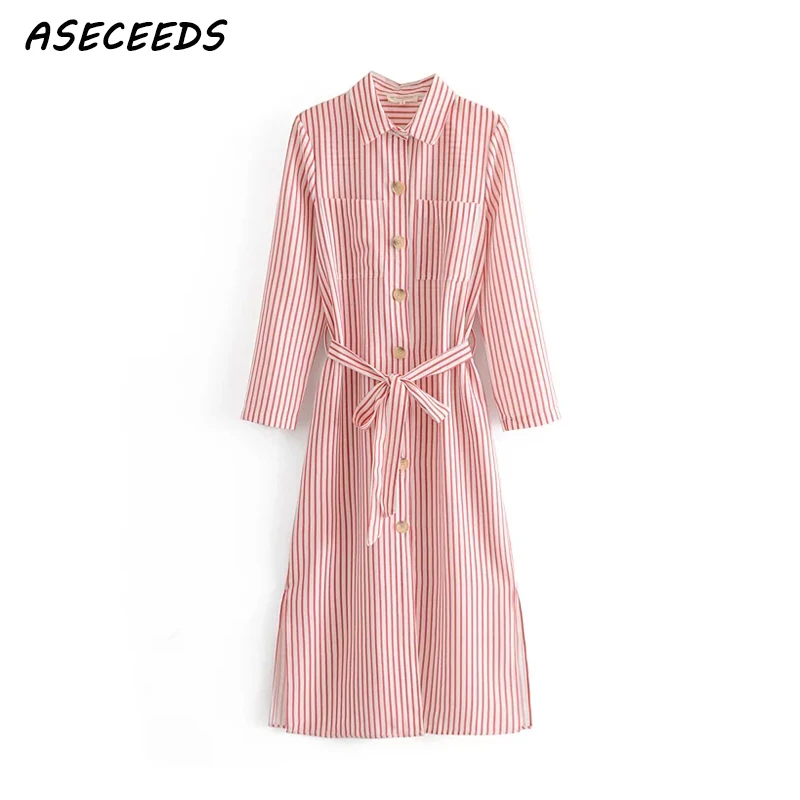 Fall 2018 casual cotton line dress women boho red white Striped women long dress korean button long sleeve shirt dress vestidos
Fall 2018 casual cotton line dress women boho red white Striped women long dress korean button long sleeve shirt dress vestidos