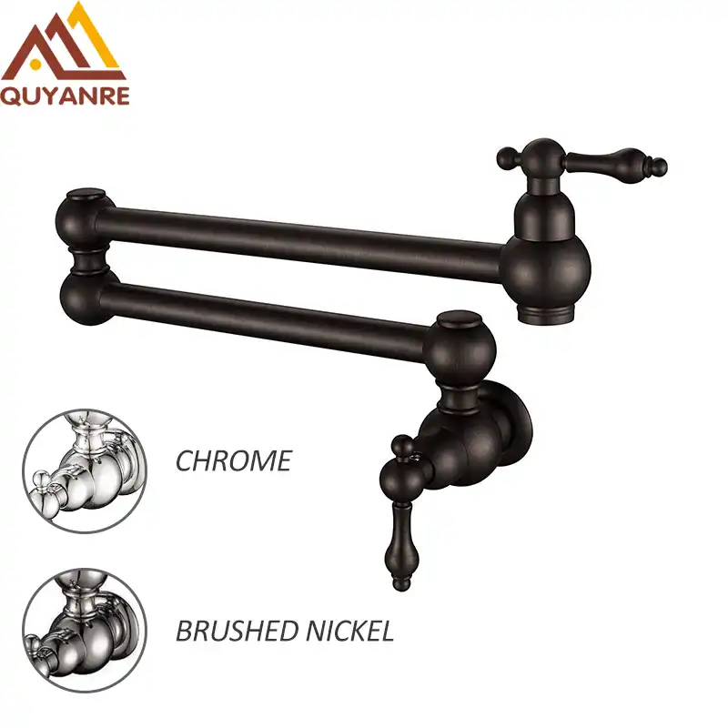 Quyanre Bronze Black Nickel Pot Filler Double Joint Spout Folding