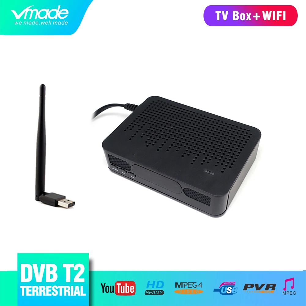 

Vmade Fully HD Digital DVB T2 K3 Terrestrial TV Receiver Tuner Support YouTube H.264 1080p MPEG-2/4 DVB T2 Set Top Box+USB WIFI