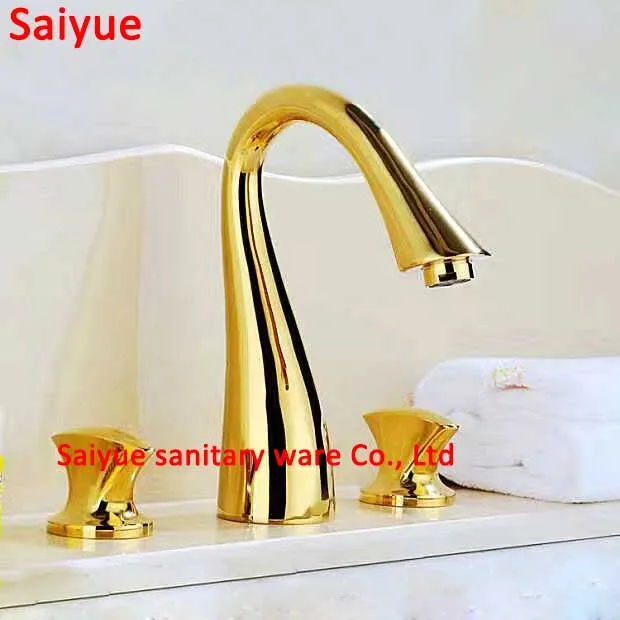 

Elegant Vintage Brushed Nickel and Gold Widespread 3pcs Bathroom Kitchen Sink Faucet Double Dual Knobs Basin Vanity Mixer Tap