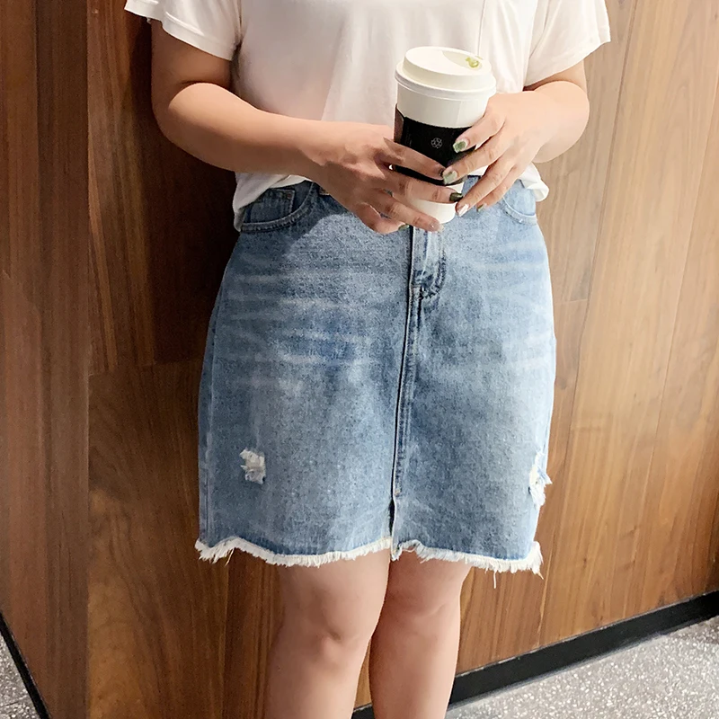 New fashion large size denim skirt new summer female thin high waist wash water broken skirt 618
New fashion large size denim skirt new summer female thin high waist wash water broken skirt 618