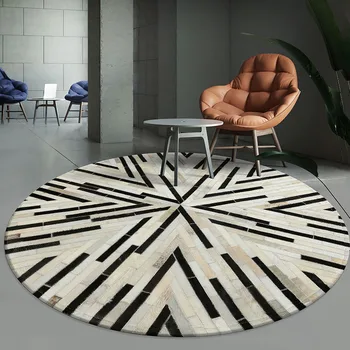 Luxury Cowhide Seamed Striped Rug , Round Shaped Real Cow Skin Patchwork Carpet for Living Room Bedroom Decoration Rug
Luxury Cowhide Seamed Striped Rug , Round Shaped Real Cow Skin Patchwork Carpet for Living Room Bedroom Decoration Rug