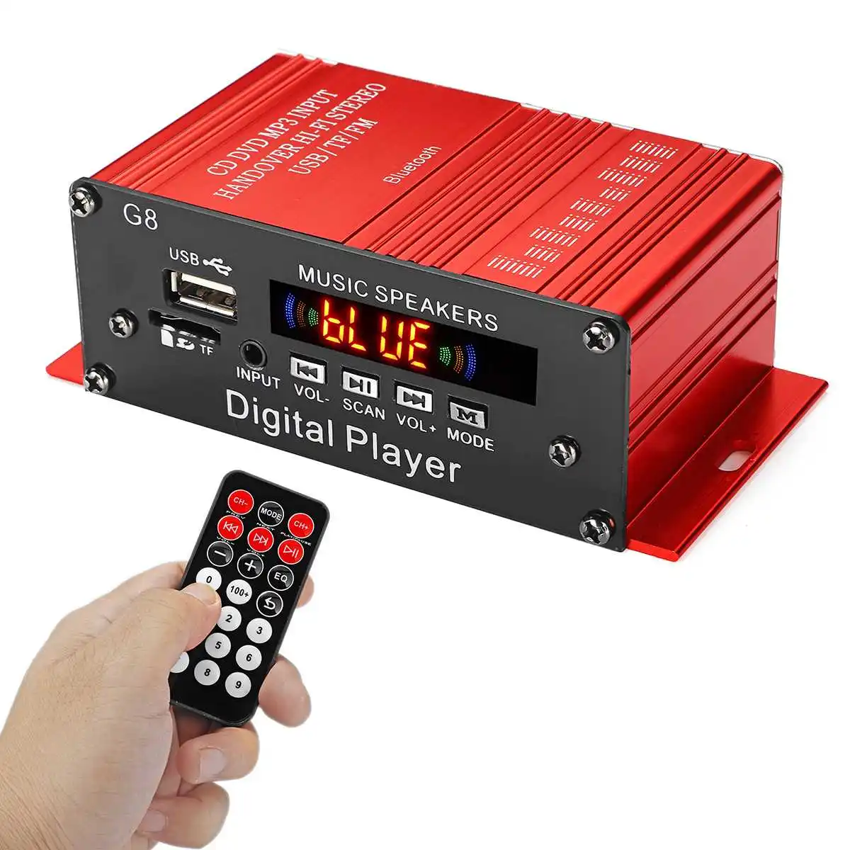 2CH 12V Car Home Stereo Sound Amplifiers HIFI Audio Amplifier bluetooth Car Amplificador FM Radio Music Player W/ Remote Control
2CH 12V Car Home Stereo Sound Amplifiers HIFI Audio Amplifier bluetooth Car Amplificador FM Radio Music Player W/ Remote Control