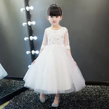 Elegant Girl White Lace Wedding Dress Sequin Appliques Party Tulle Princess Birthday Dress Half Sleeve First Communion Gown
Elegant Girl White Lace Wedding Dress Sequin Appliques Party Tulle Princess Birthday Dress Half Sleeve First Communion Gown