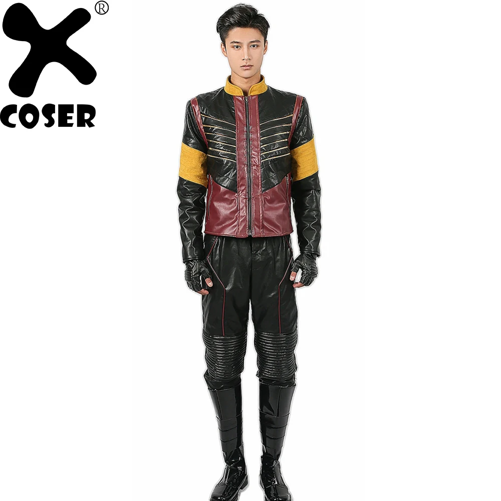 XCOSER Original Design The Flash Vibe Costume Men's PU Leather Outfits Movie Cosplay Costume Tops+Pants+Half Finger Gloves Sets
XCOSER Original Design The Flash Vibe Costume Men's PU Leather Outfits Movie Cosplay Costume Tops+Pants+Half Finger Gloves Sets