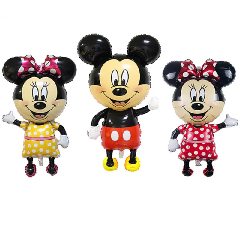 

TSZWJ Large 112*64 cm Minnie Mickey foil balloons Bowknot standing mouse Polka dot wedding birthday party decor supplies globos